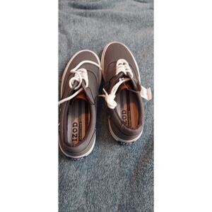 IZOD Rangley Mens Gray Canvas Lace-Up Sneakers Memory Foam Cushioned US 9
